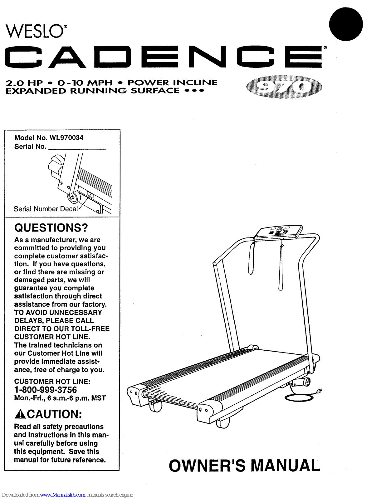 Weslo Cadence 970 User Manual