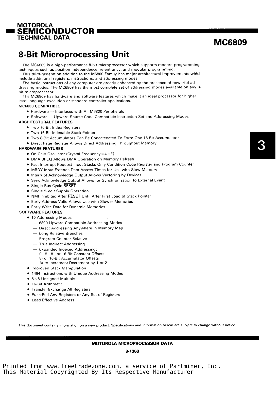 Motorola MC68B09P, MC68B09S, MC68A09P, MC68A09S, MC68B09CS Datasheet