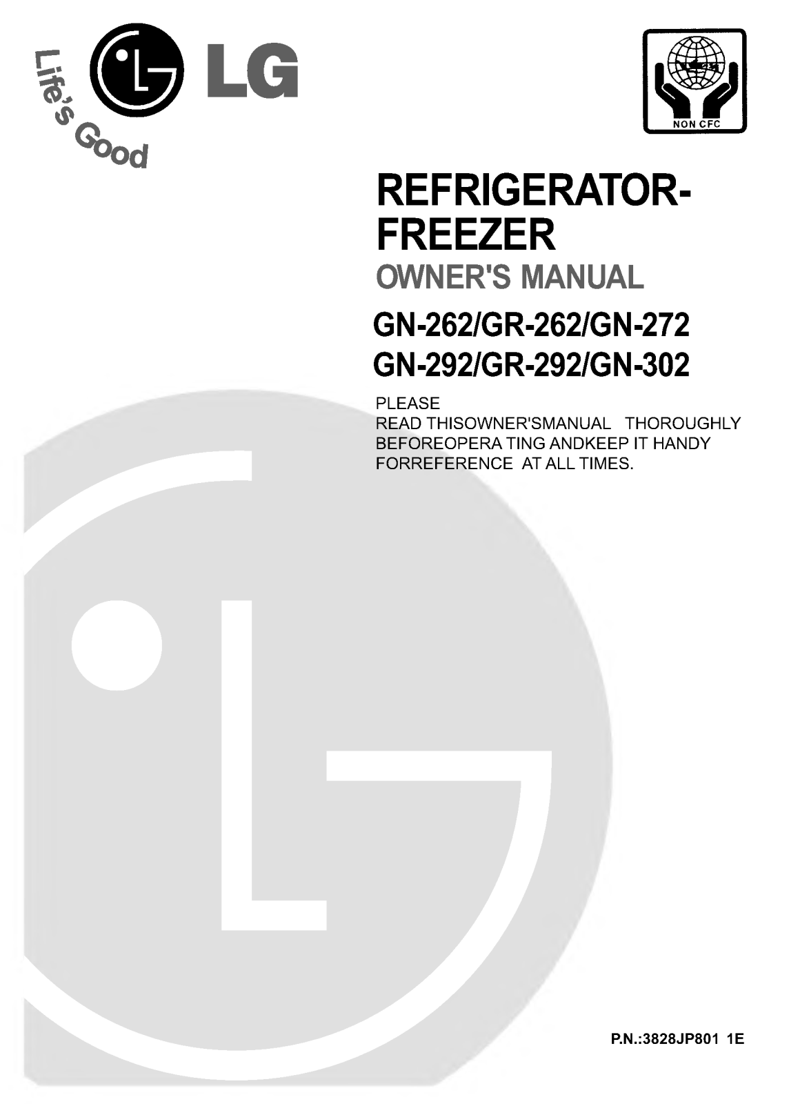 LG GR-262SLQ User Manual