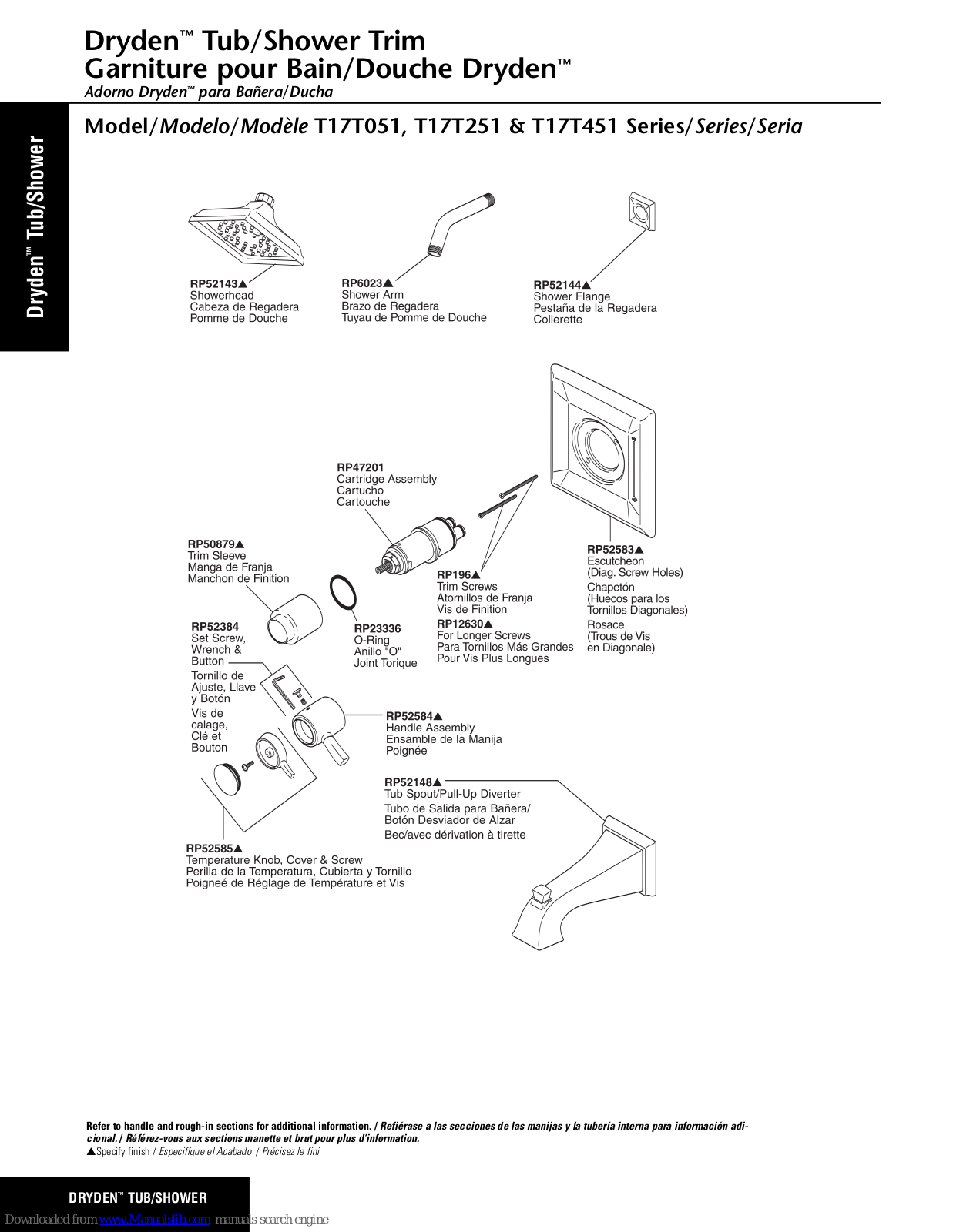 Delta Dryden T17T051 Series, Dryden T17T251 Series, Dryden T17T451 Series Parts Manual