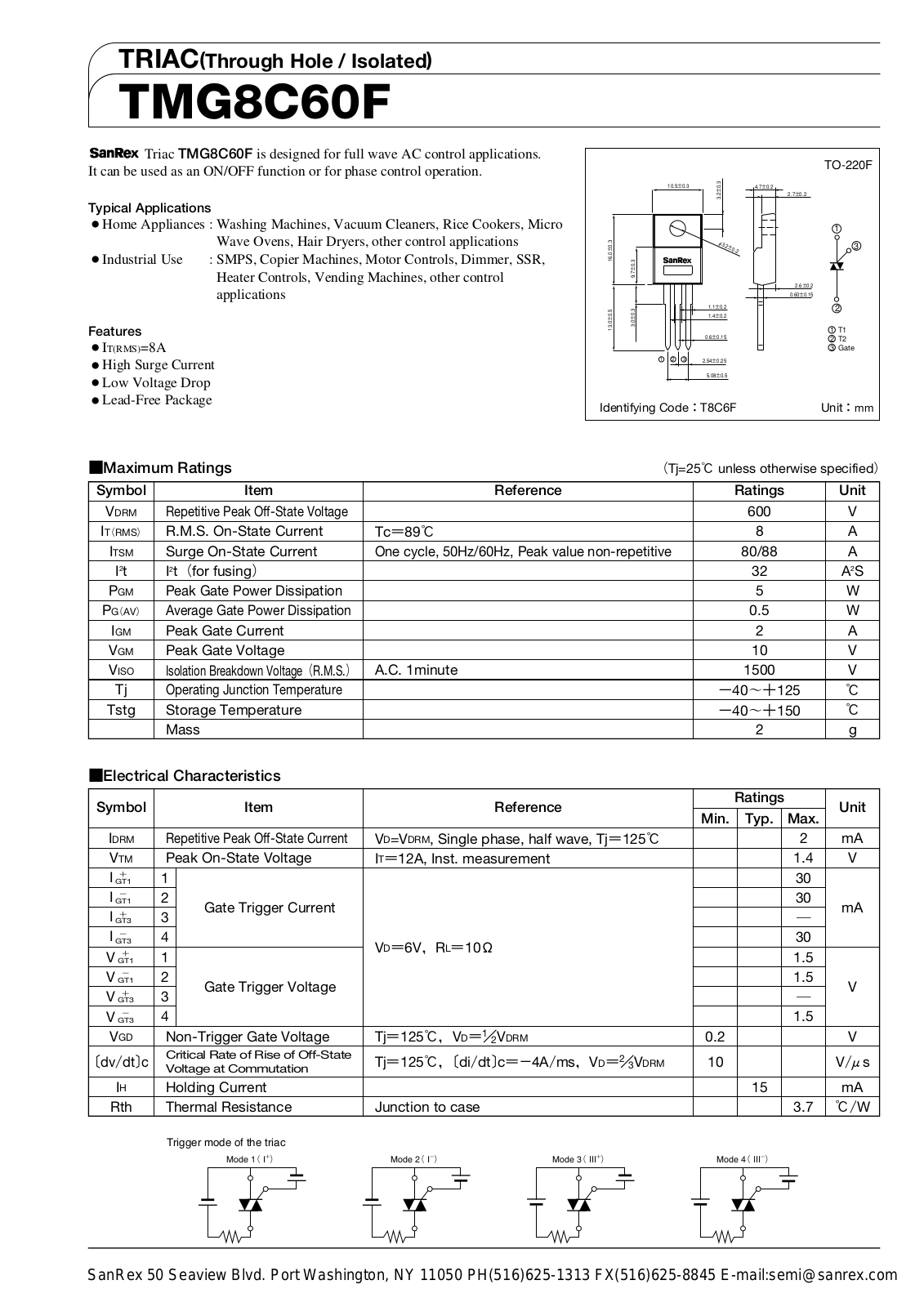 Sanrex-Sansha Electric Manufacturing TMG8C60F Data Sheet