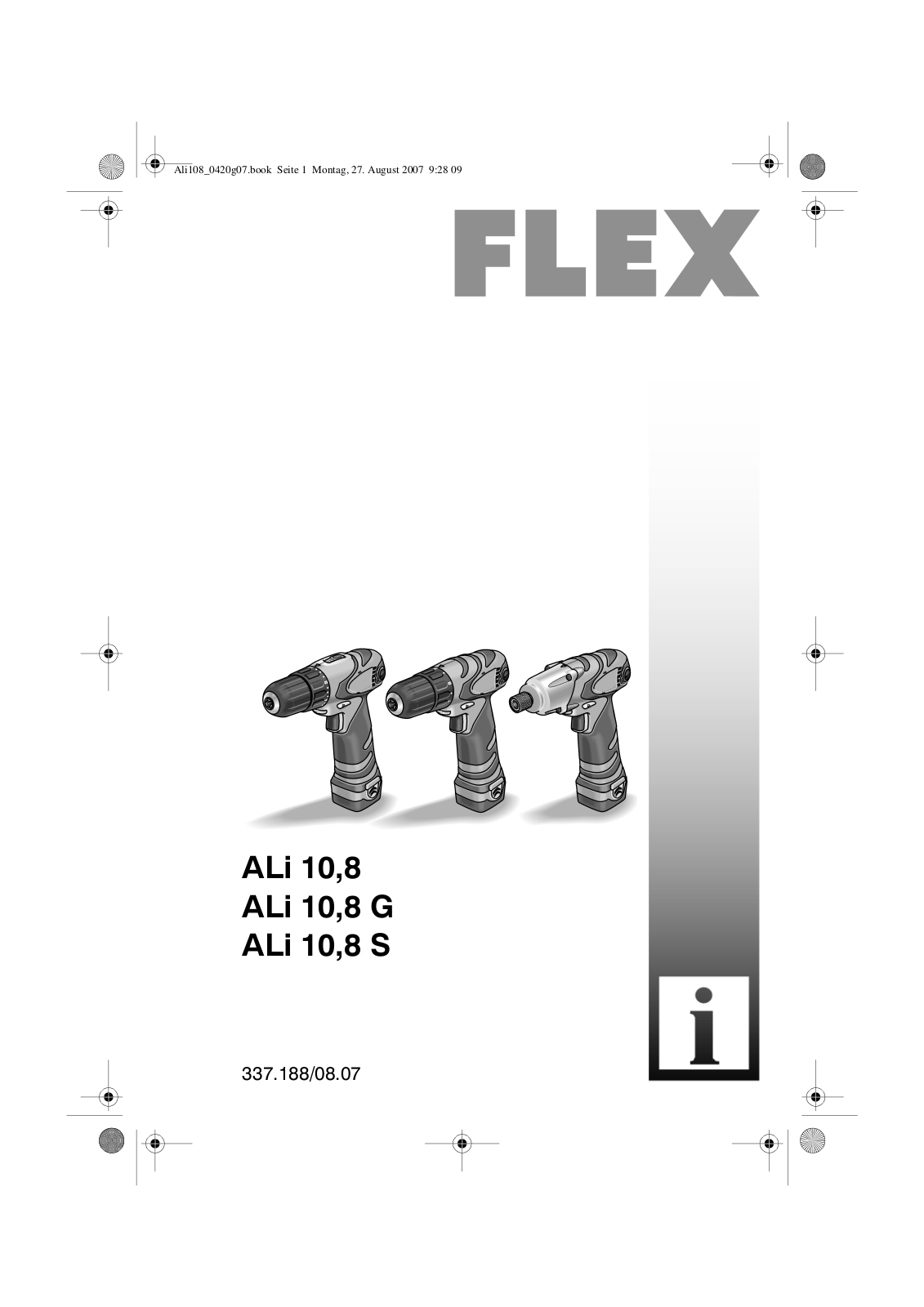 Flex ALi 10.8 B, ALi 10.8 G, ALi 10.8 S User guide