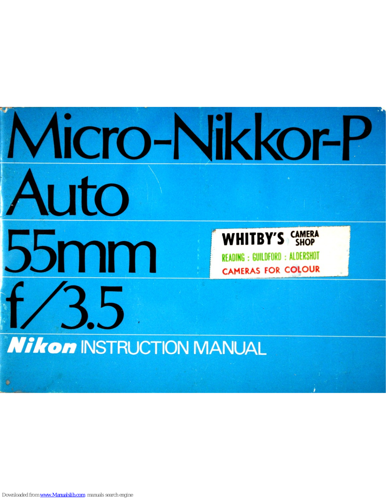 Nikon Micro-Nikkor-P Auto 55mm f/3.5 Instruction Manual - ManualMachine.com