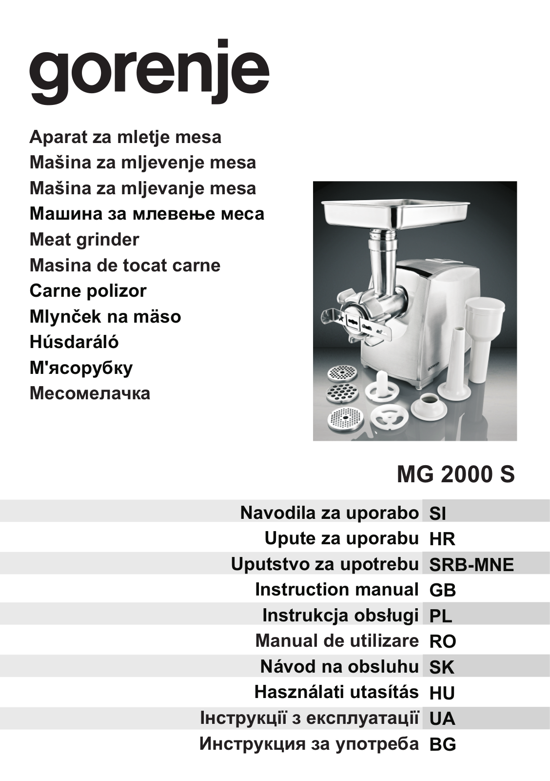 Gorenje MG2000S User Manual