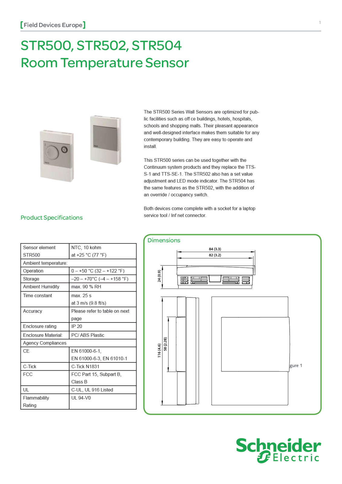 Schneider Electric STR500, STR502, STR504 Data Sheet