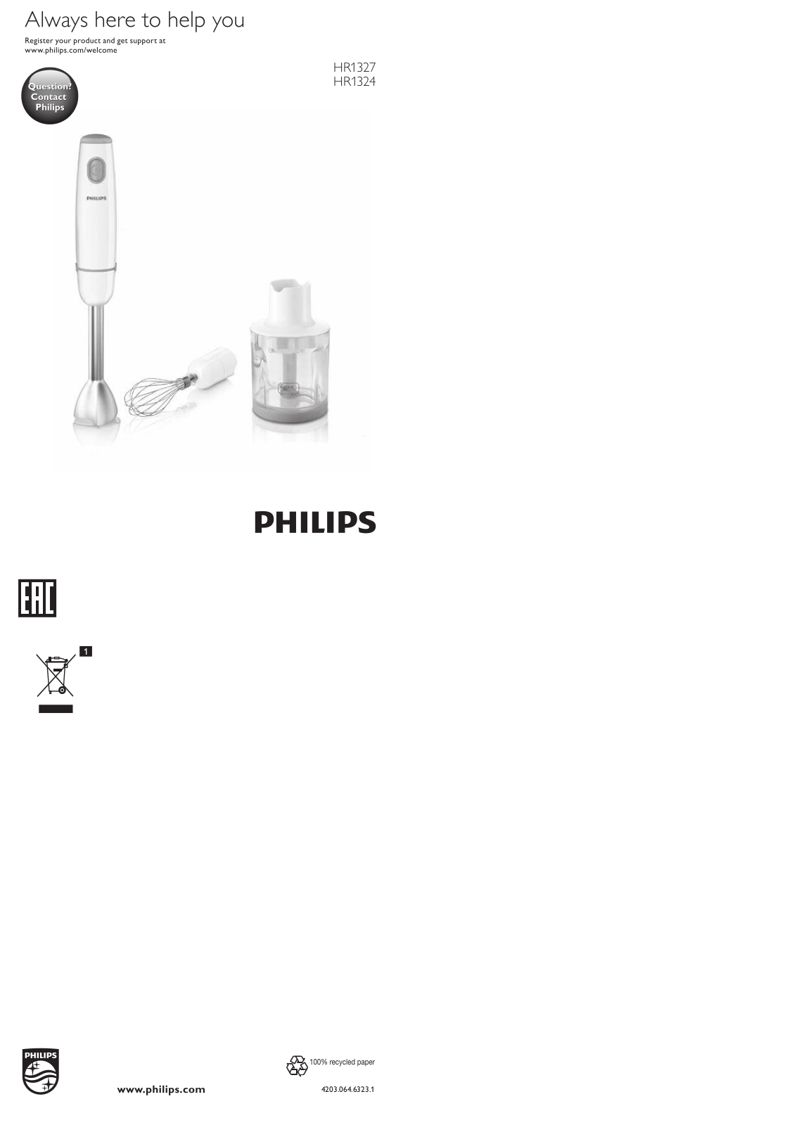 Philips HR1327/00 User Manual