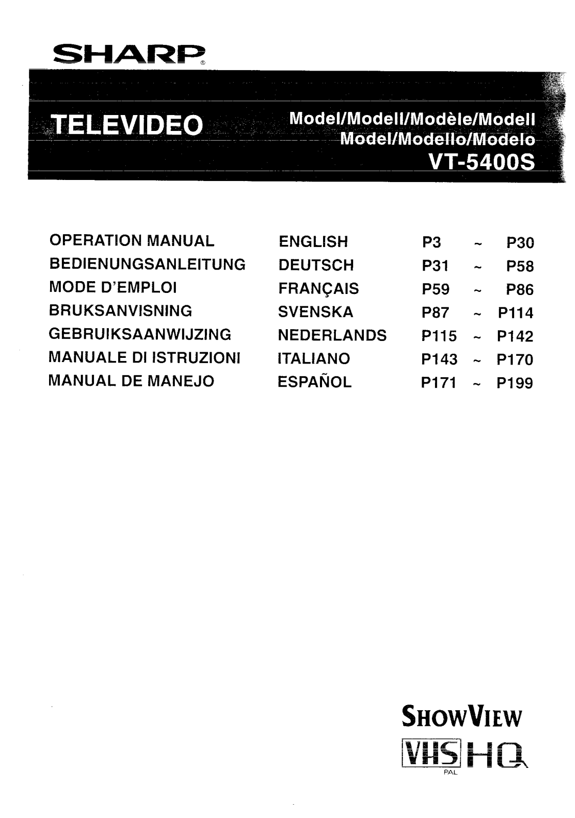 Sharp VT-5400S User Manual