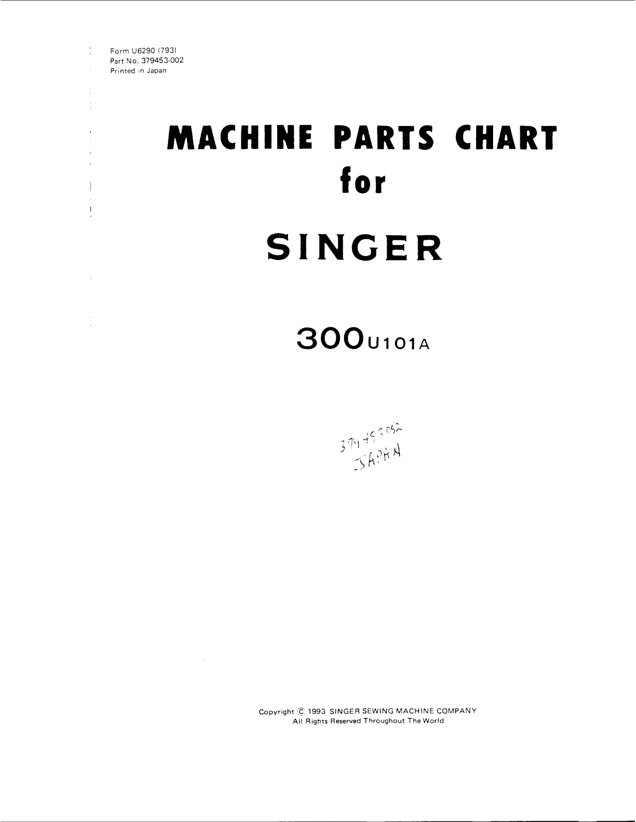 Singer 300U101A User Manual