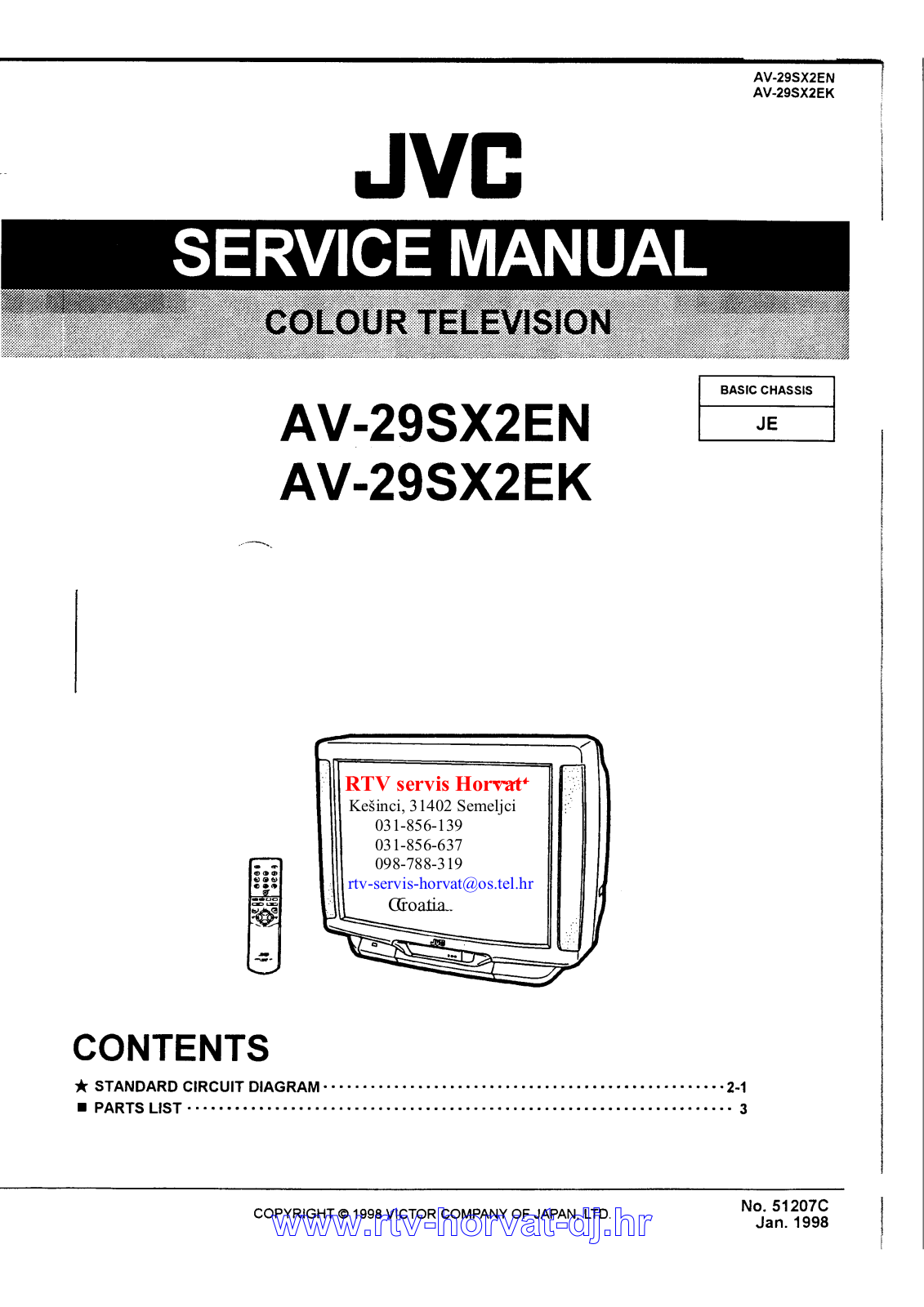 JVC AV-29SX2EN JE Schematic