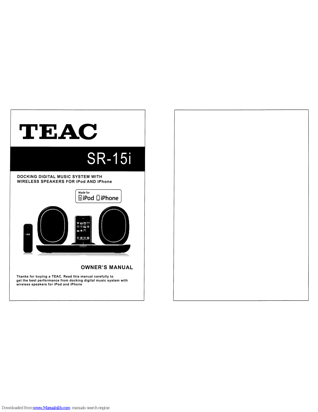 Teac SR-15i Owner's Manual