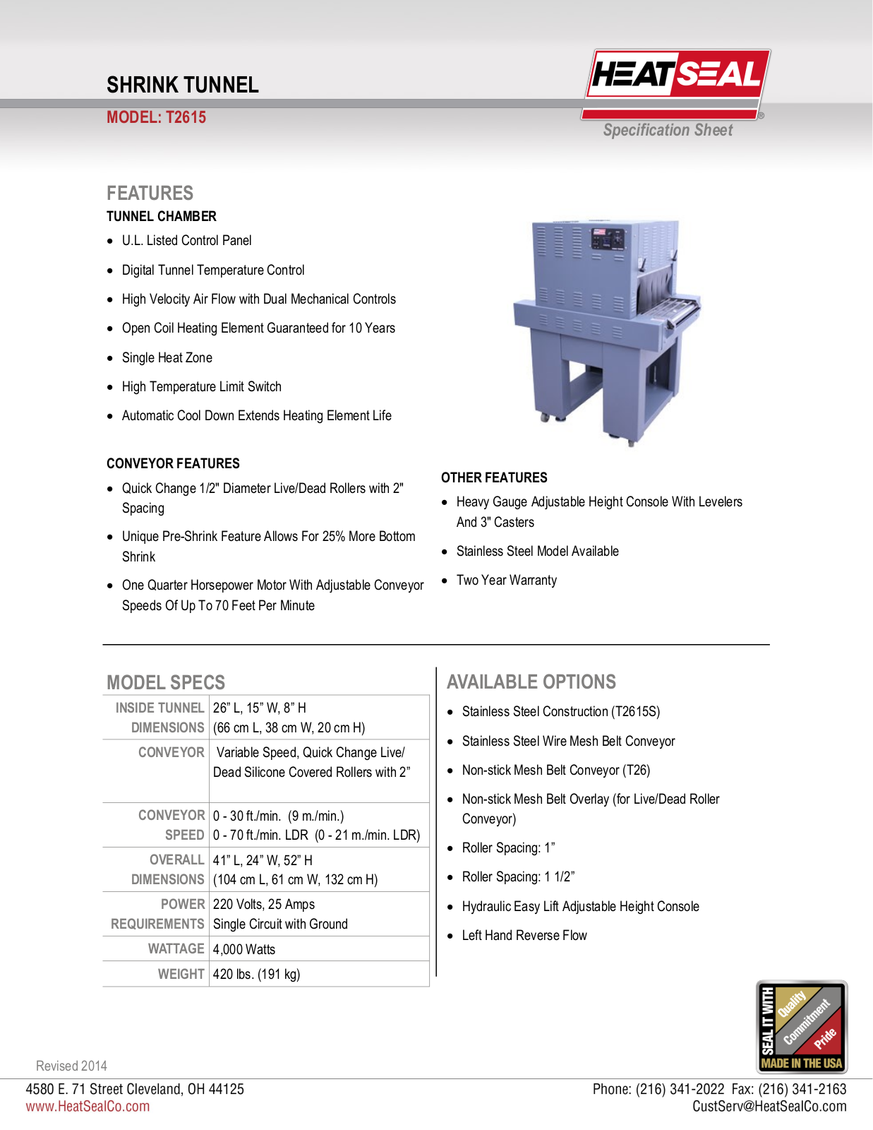 Heat Seal T2615 User Manual