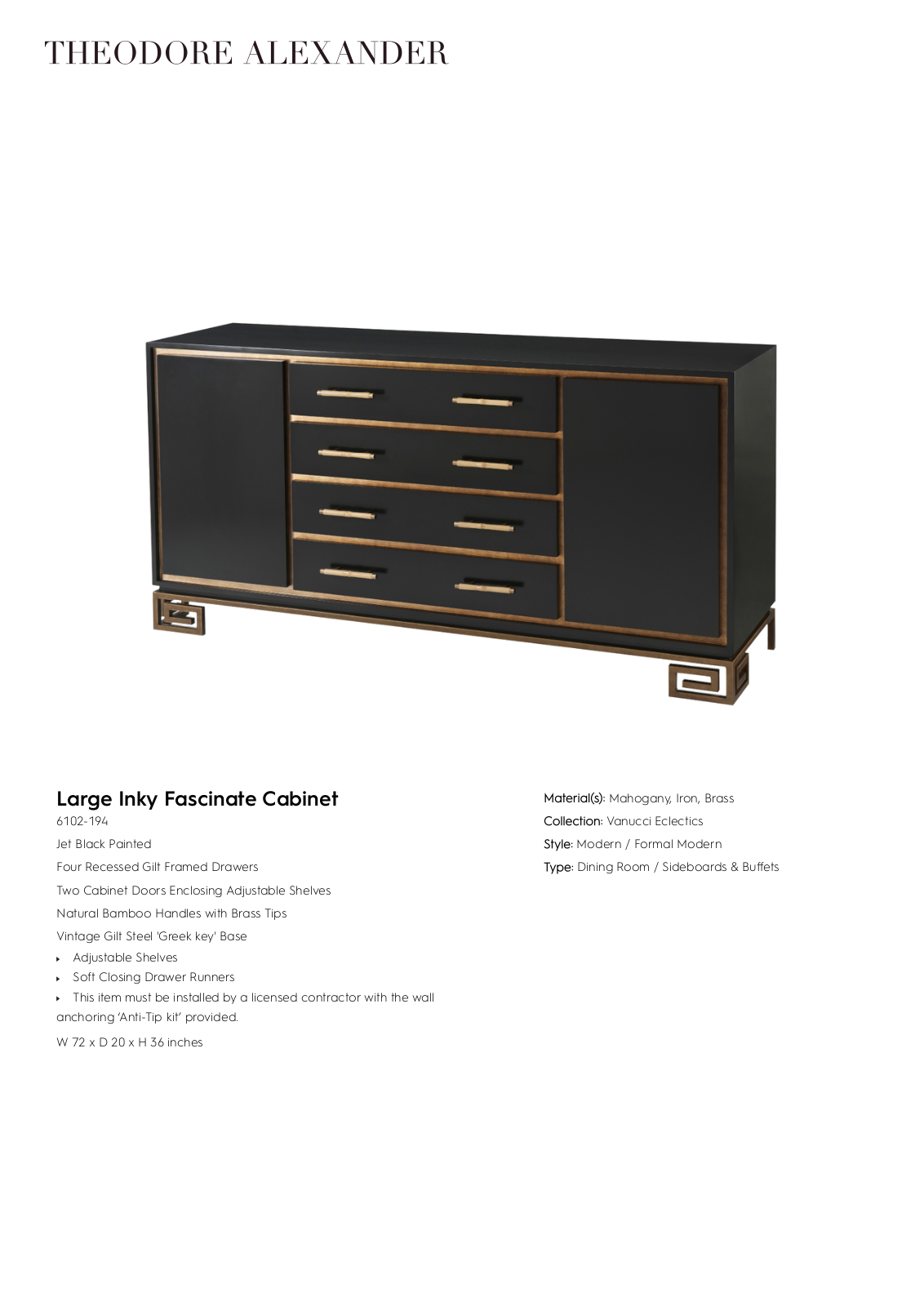 Theodore Alexander FPLJ2136 Specifications - ManualMachine.com