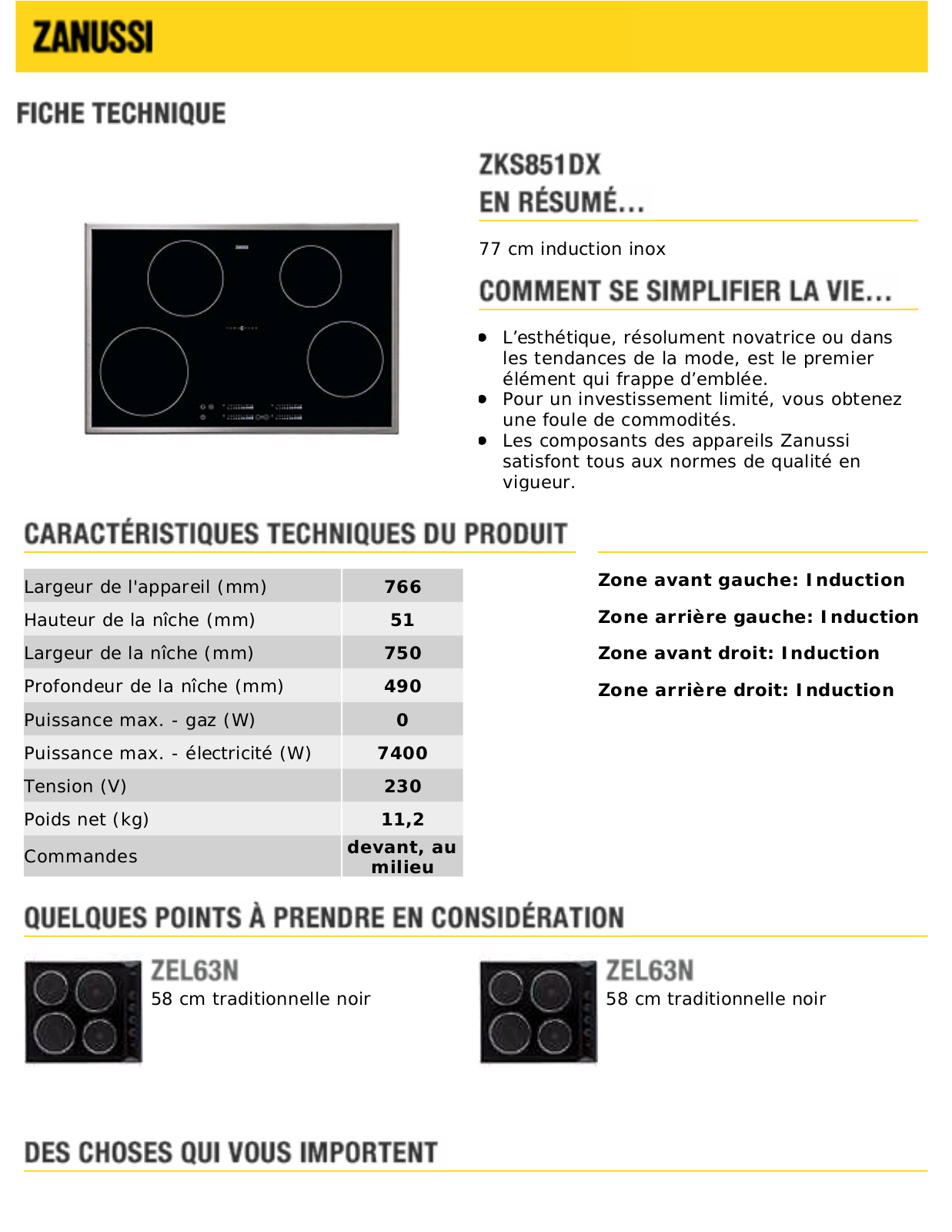 Zanussi ZKS851DX BROCHURE