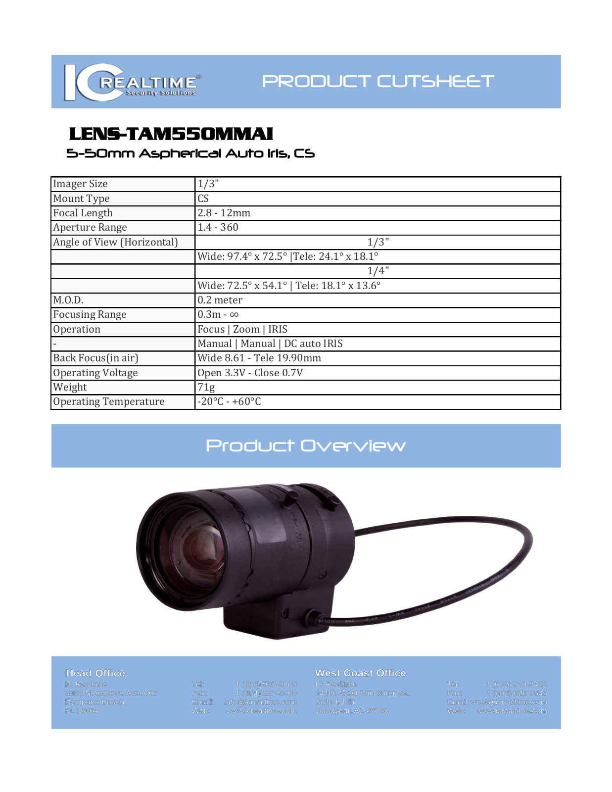 ICRealtime LENS-TAM-2.8-12MM AI Specsheet