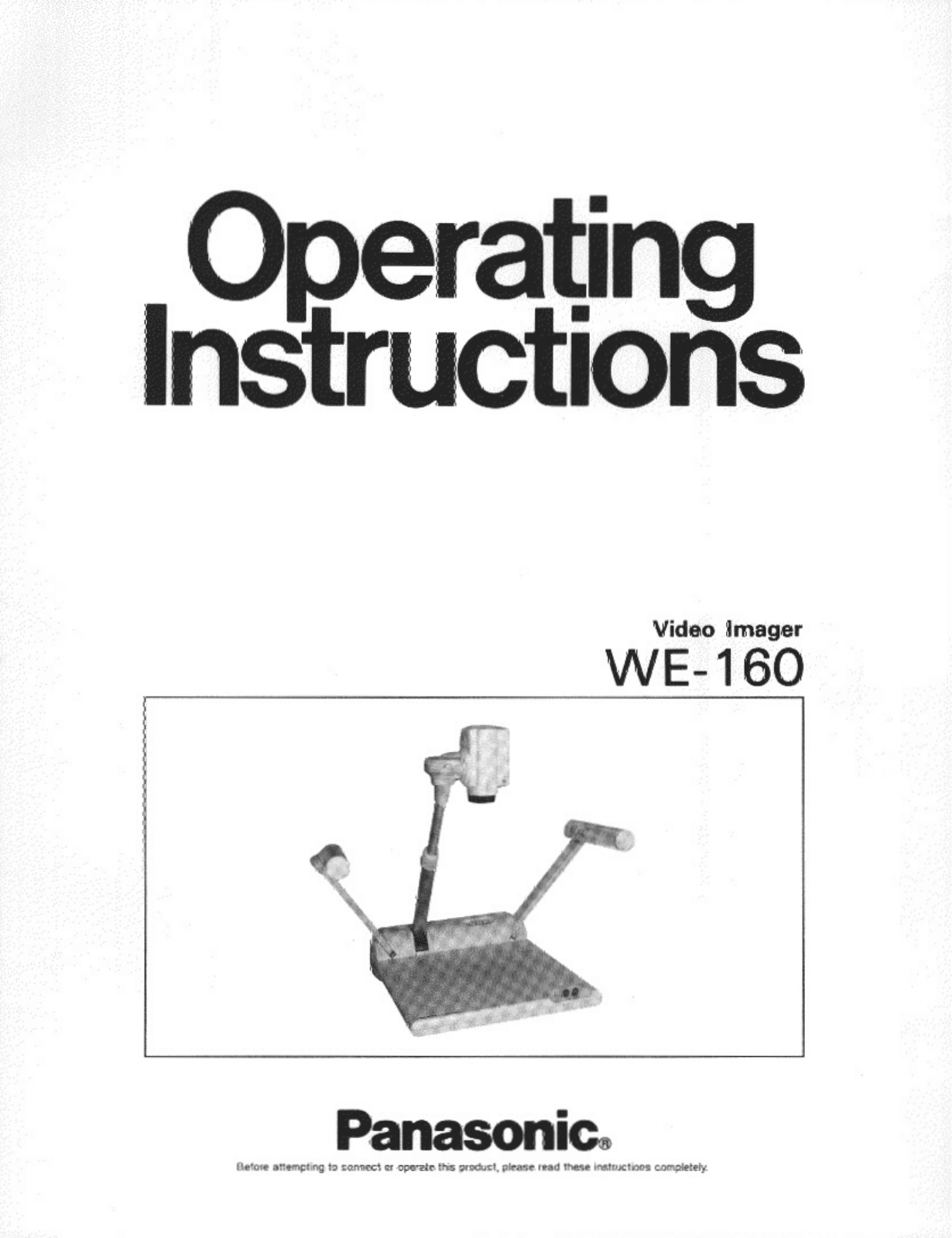 Panasonic we-160 Operation Manual