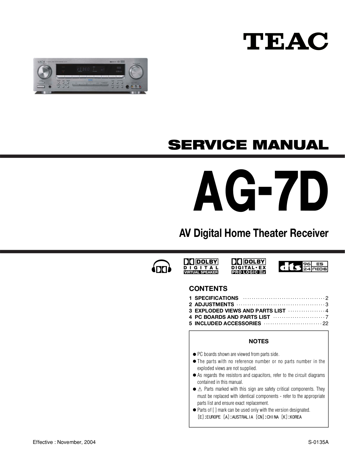 TEAC AG-7-D Service manual