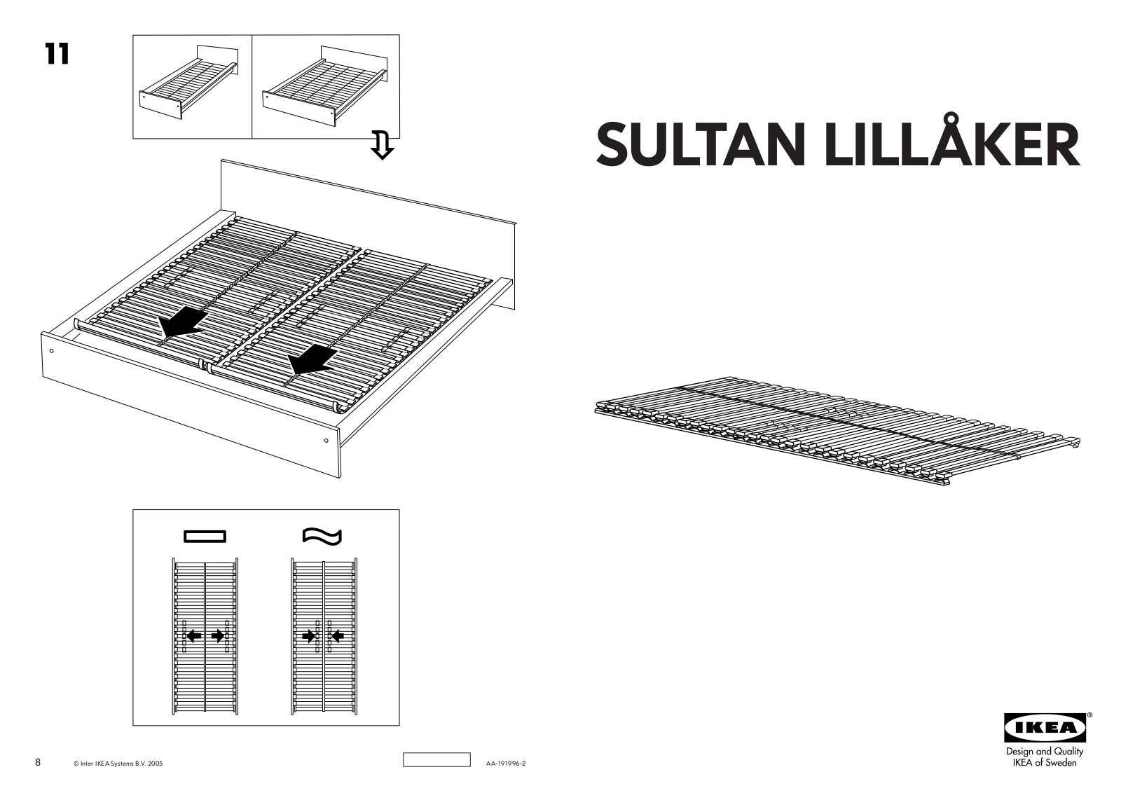 IKEA SULTAN LILLÃKER SLATTED BED BASE FULL Assembly Instruction