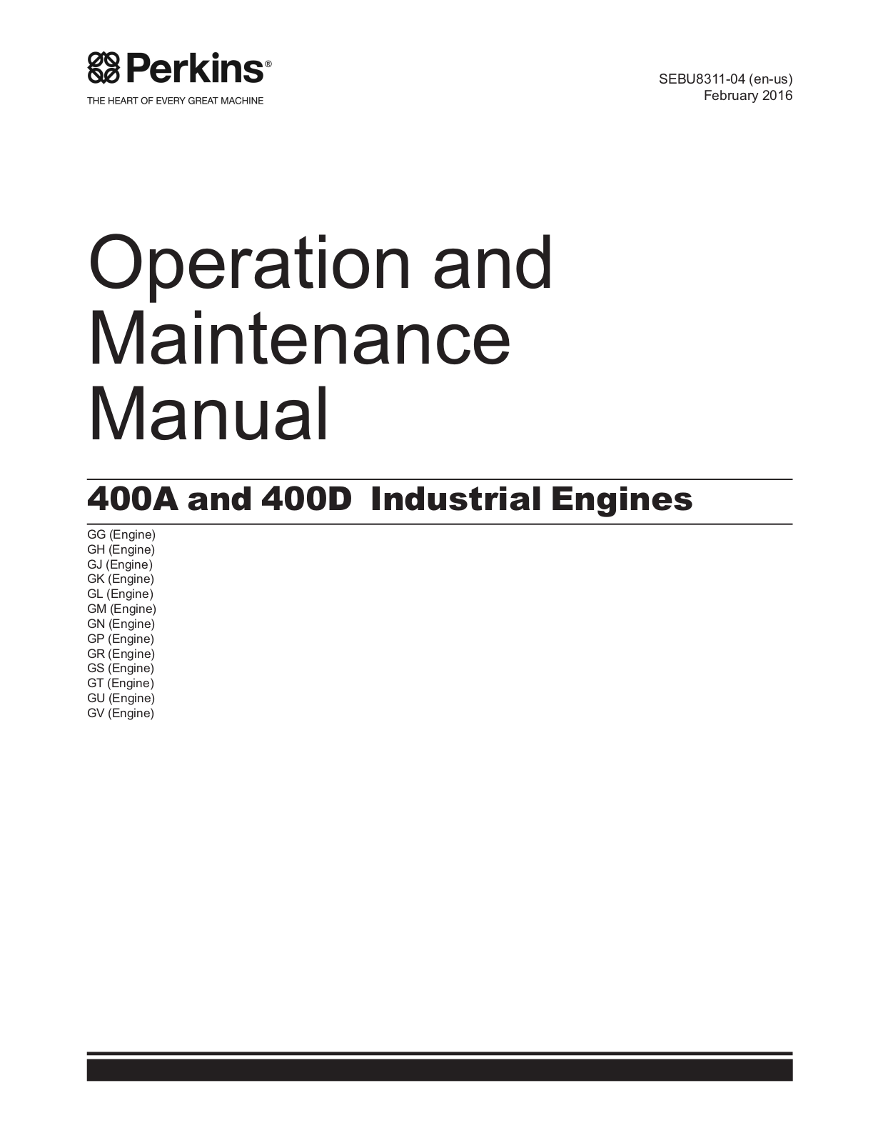 Perkins Engine 400A, 400D Service Manual