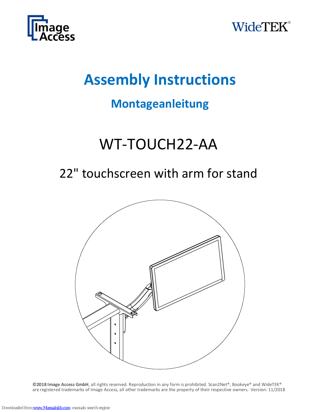 Image Access WT-TOUCH22-AA Assembly Instructions Manual