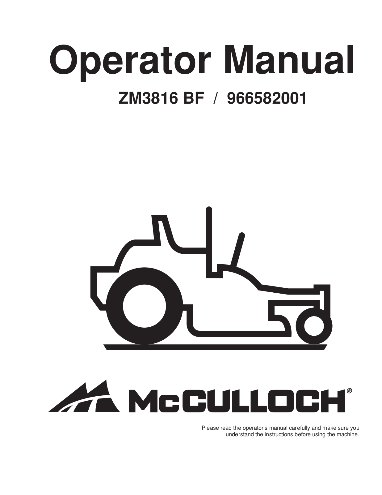 McCulloch ZM3816 BF, 966582001 User Manual