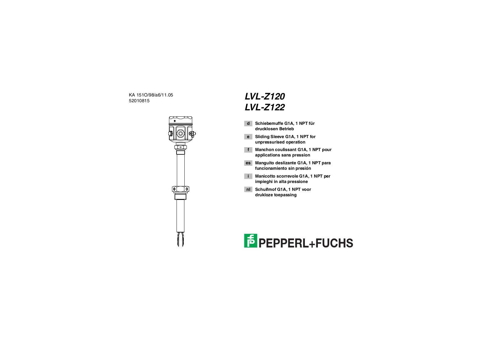 Pepperl+Fuchs LVL-Z120, LVL-Z122, LVL-Z121, LVL-Z123 User Manual