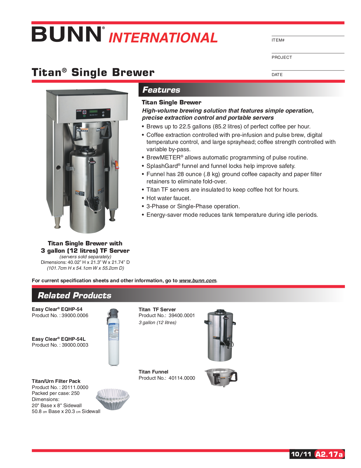 Bunn-O-Matic Titan Single Brewer General Manual