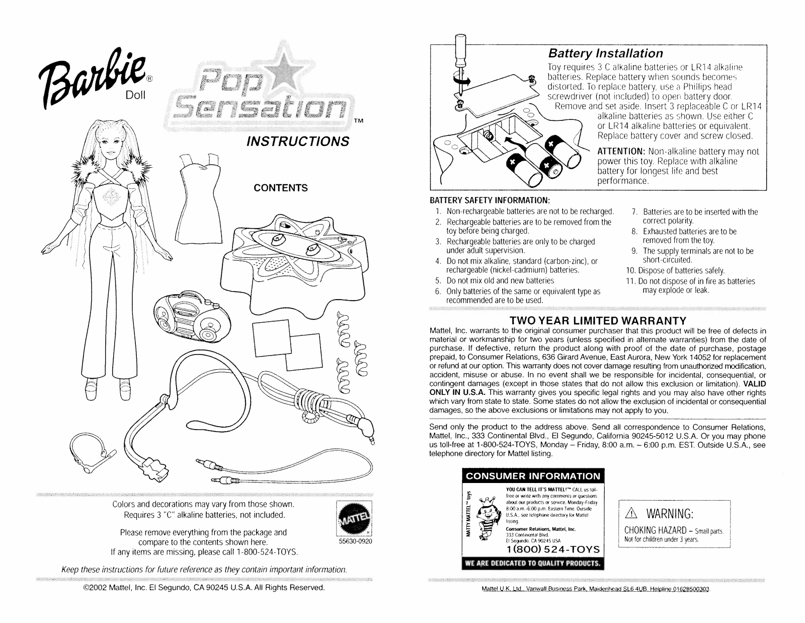 Fisher-Price 55630, 55631 Instruction Sheet