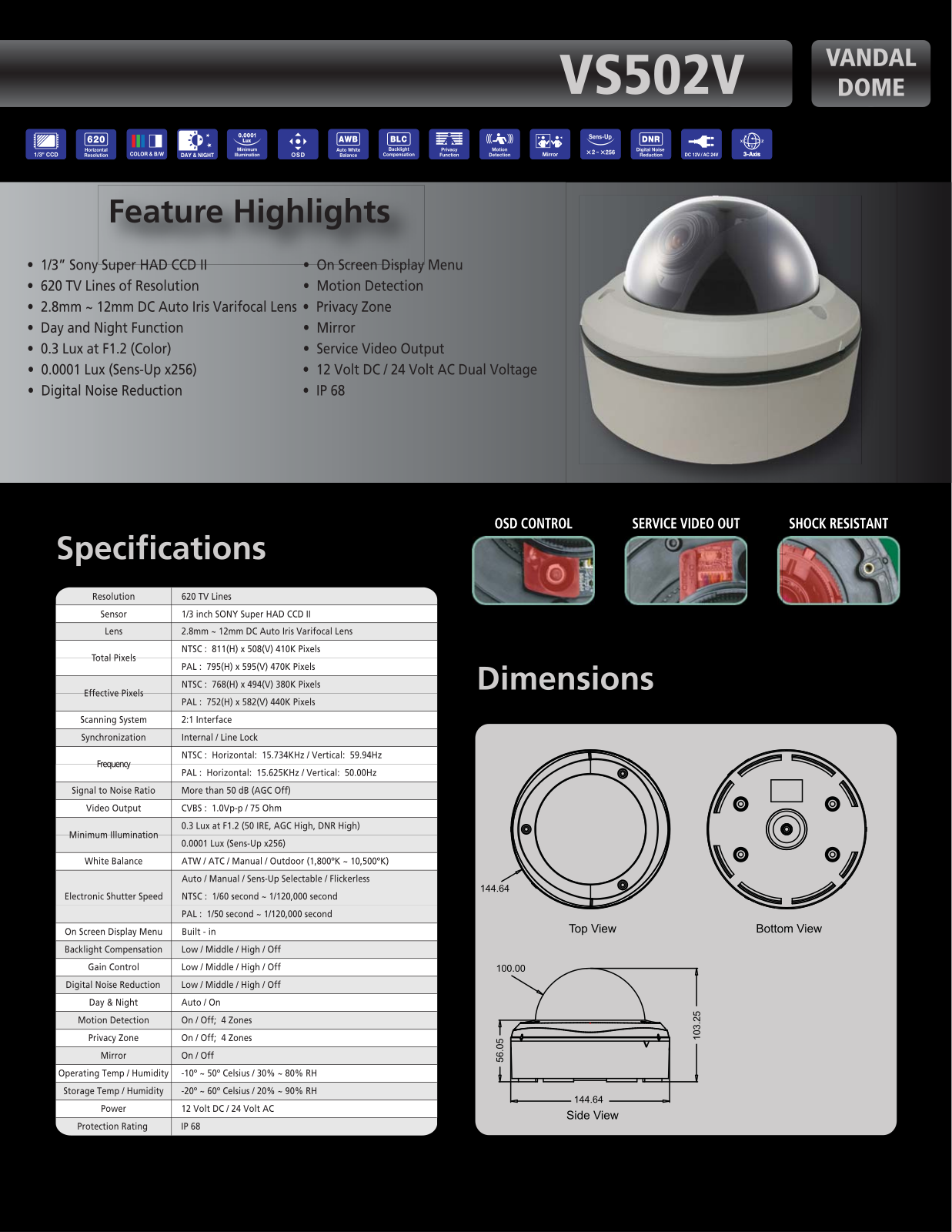 Cantek VS502V Specsheet