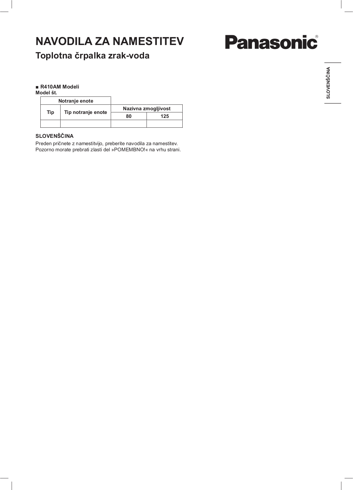 Panasonic S125MW1E5, S80MW1E5 User Manual