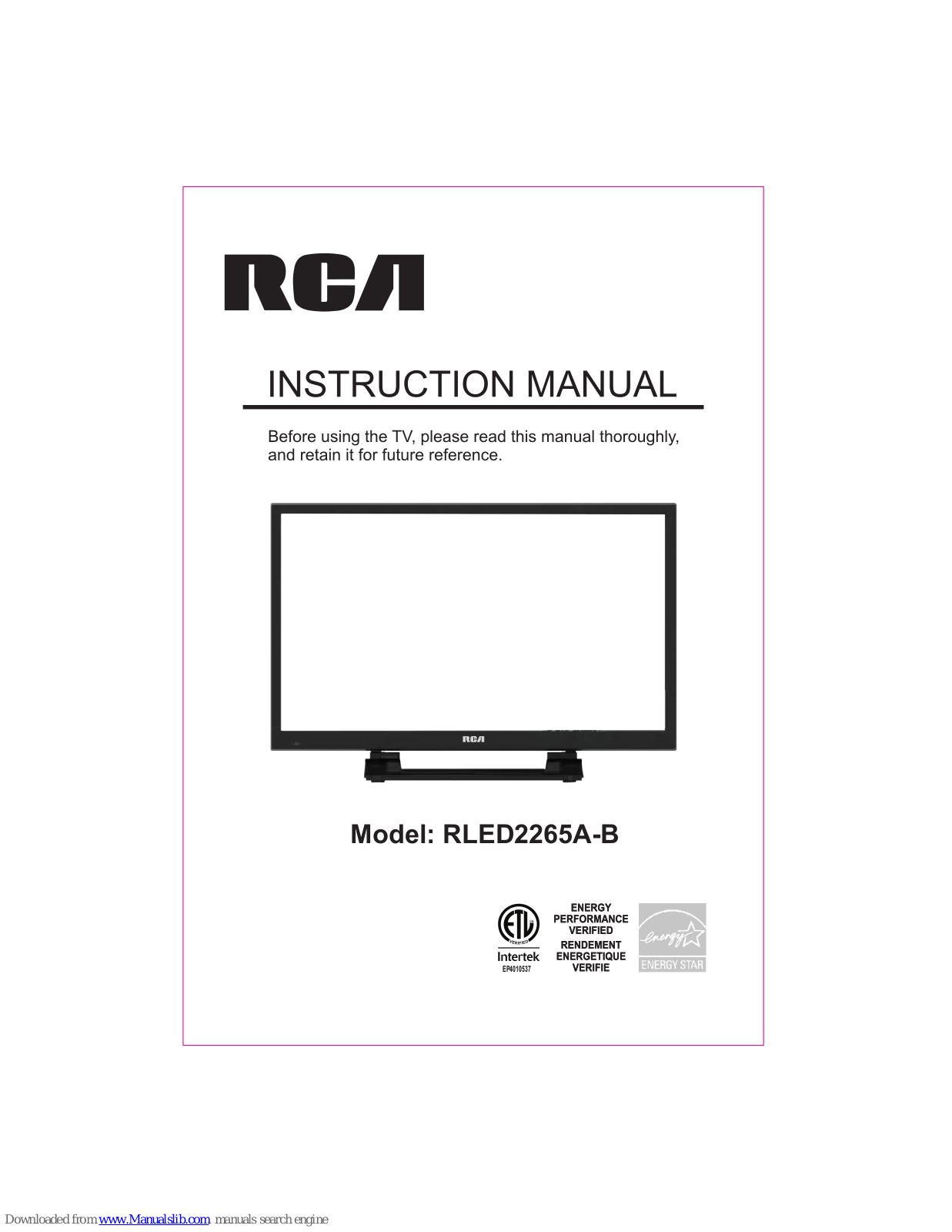 RCA RLED2265A, RLED2265B Instruction Manual