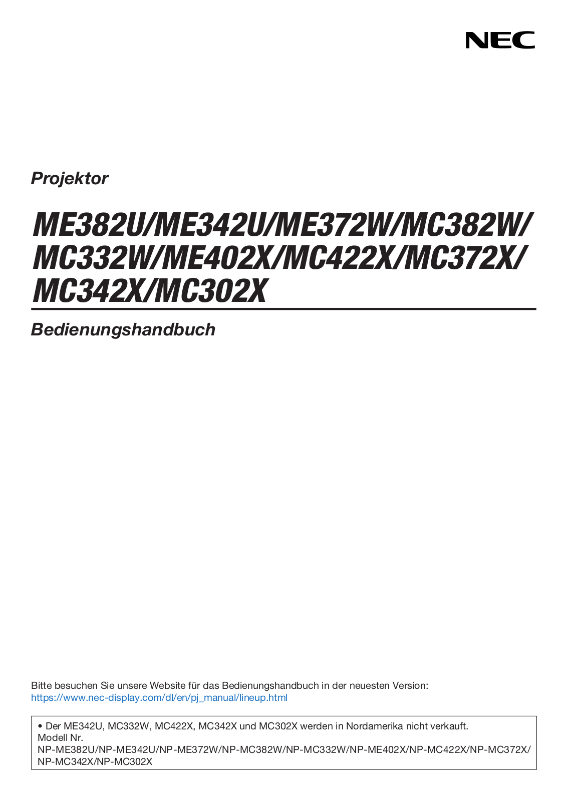 NEC ME382U User Manual