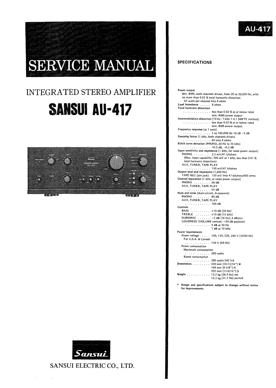 Sansui AU-417 Service manual