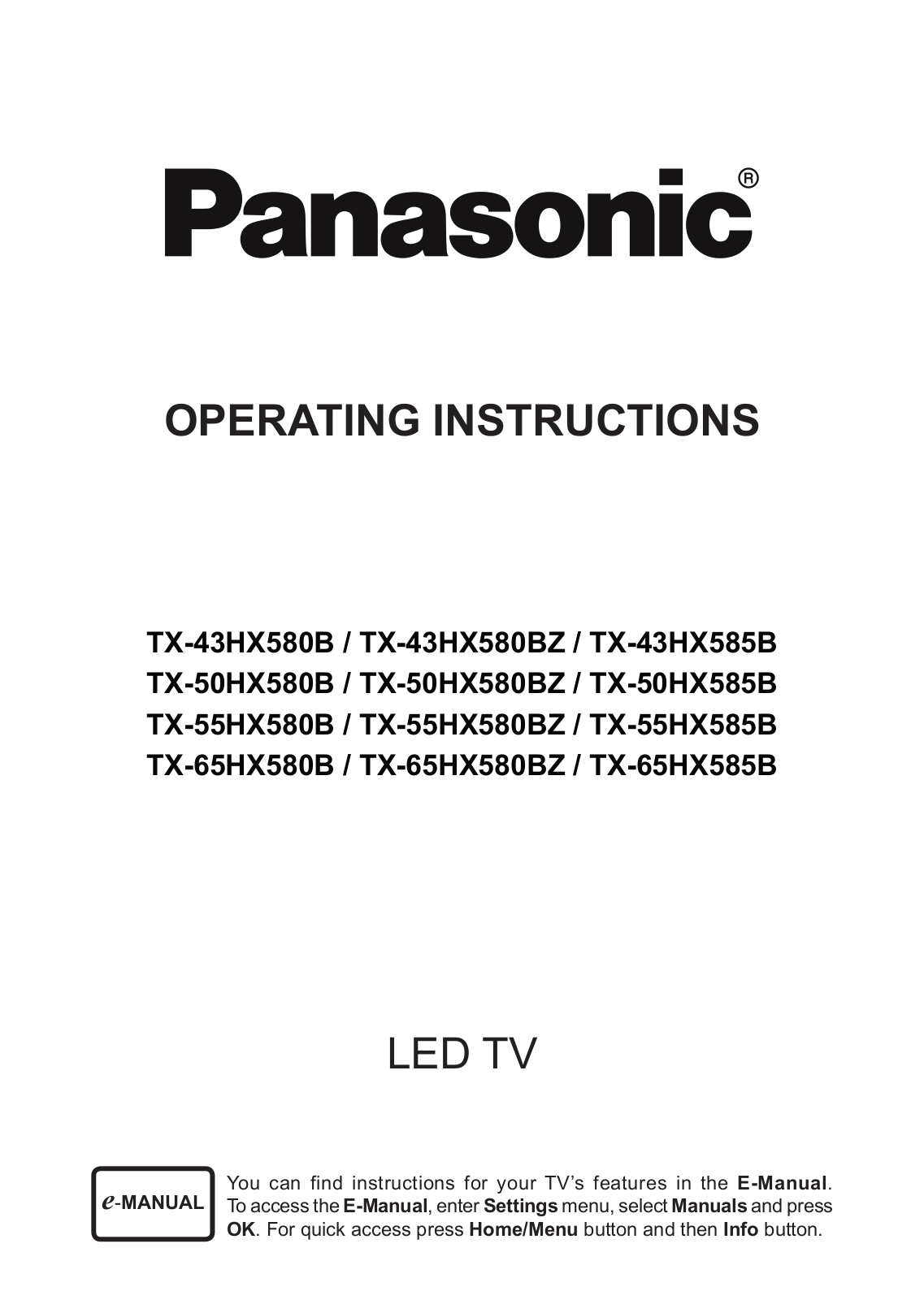 Panasonic TX-65HX580B User Manual