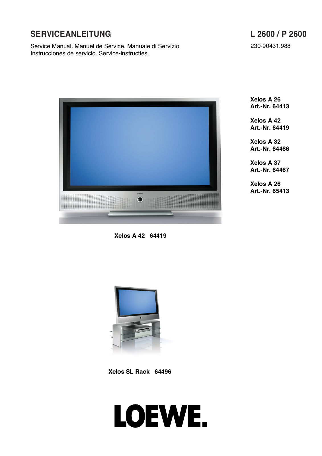 Loewe L2600, P2600 Schematic