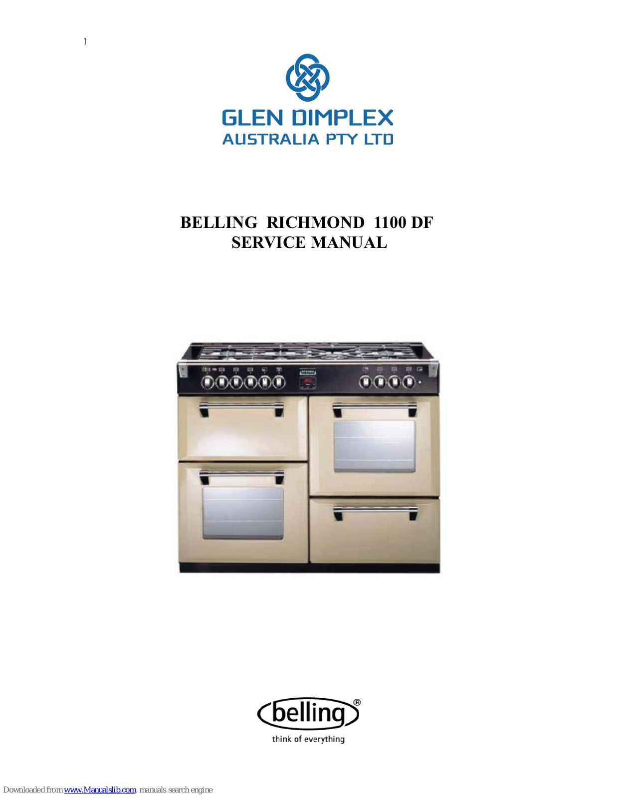 Belling RICHMOND 1100 DF, Kensington 1100 DF Service Manual