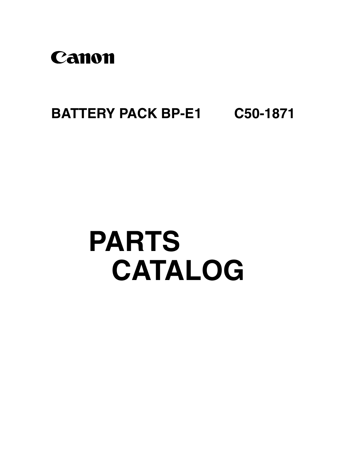 Canon BP-E1 PARTS CATALOG