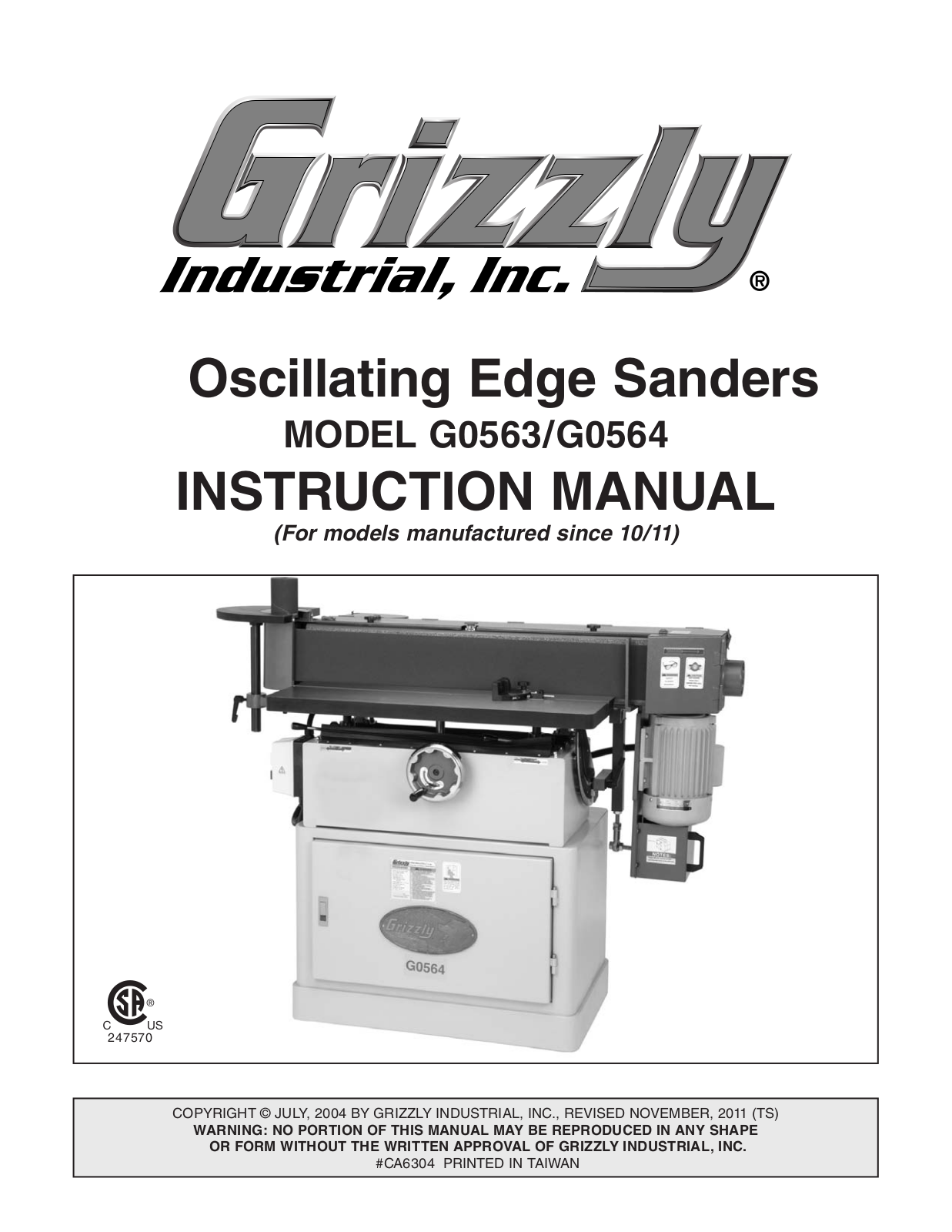 Grizzly G0564 User Manual