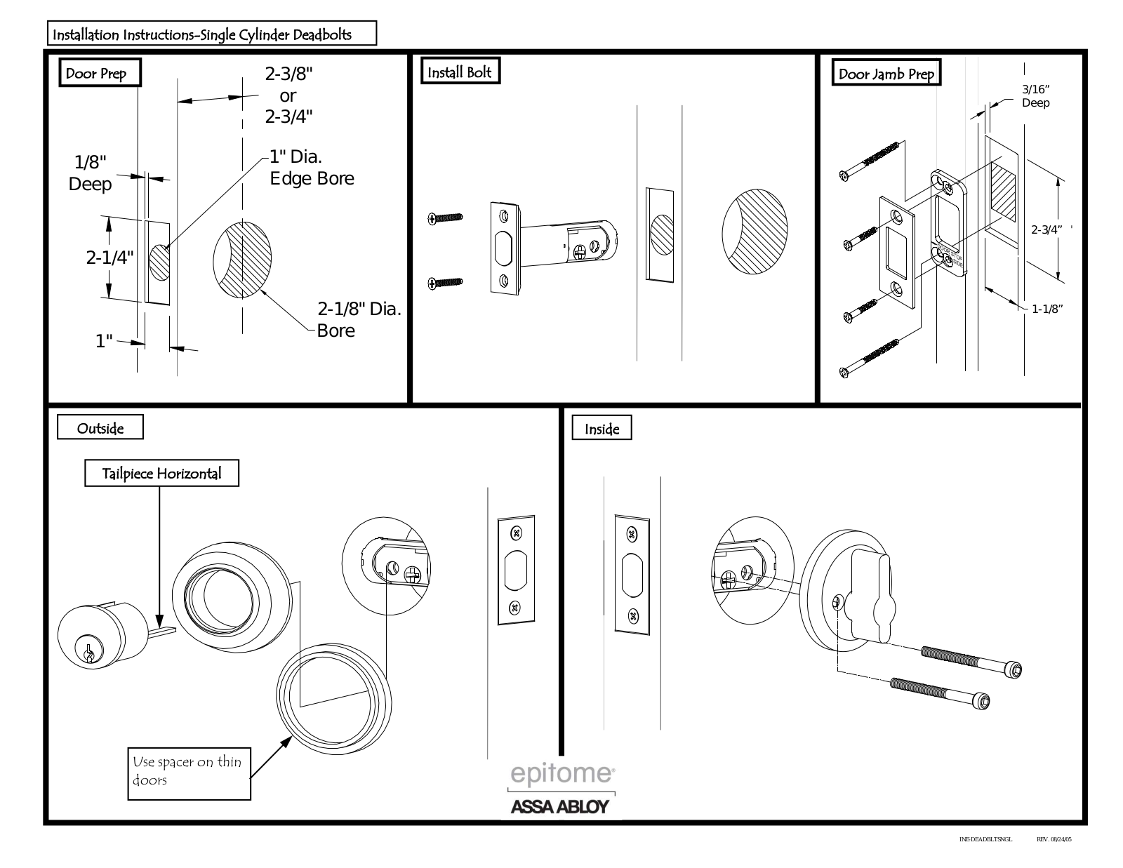 Emtek Deadbolt Single Cylinder User Manual