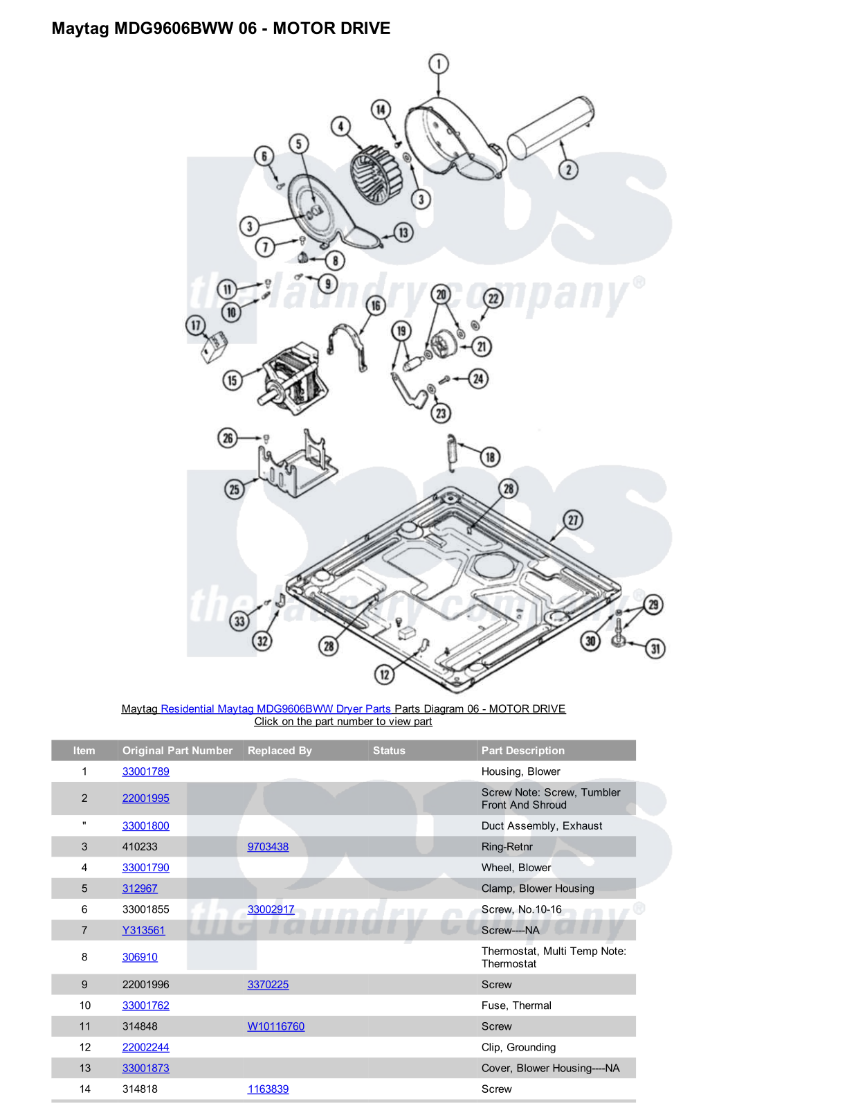Maytag MDG9606BWW Parts Diagram
