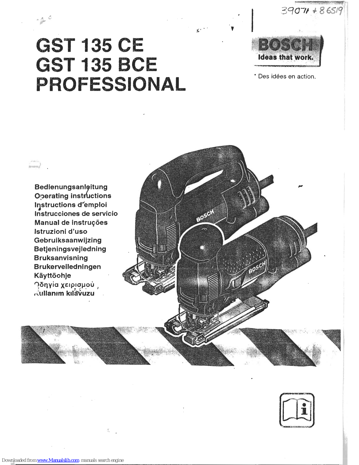 Bosch GST 135 CE Professional, GST 135 BCE Professional Operating Instructions Manual