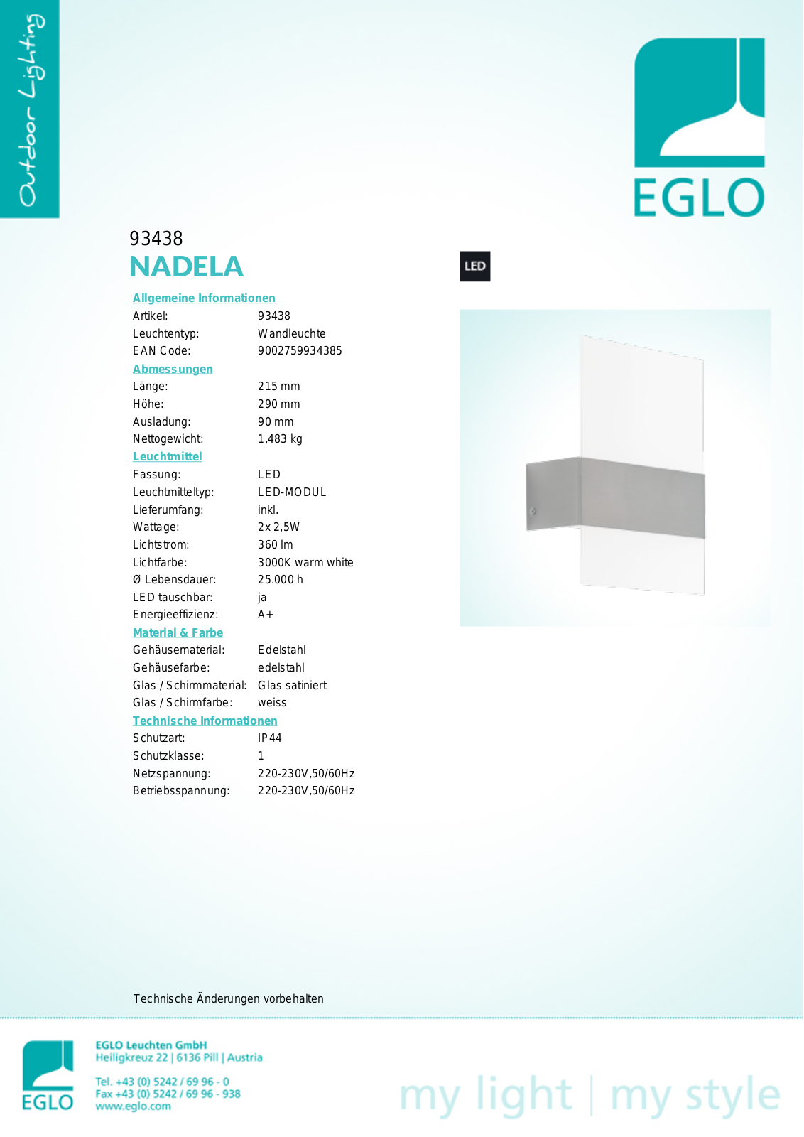 Eglo 93438 Service Manual