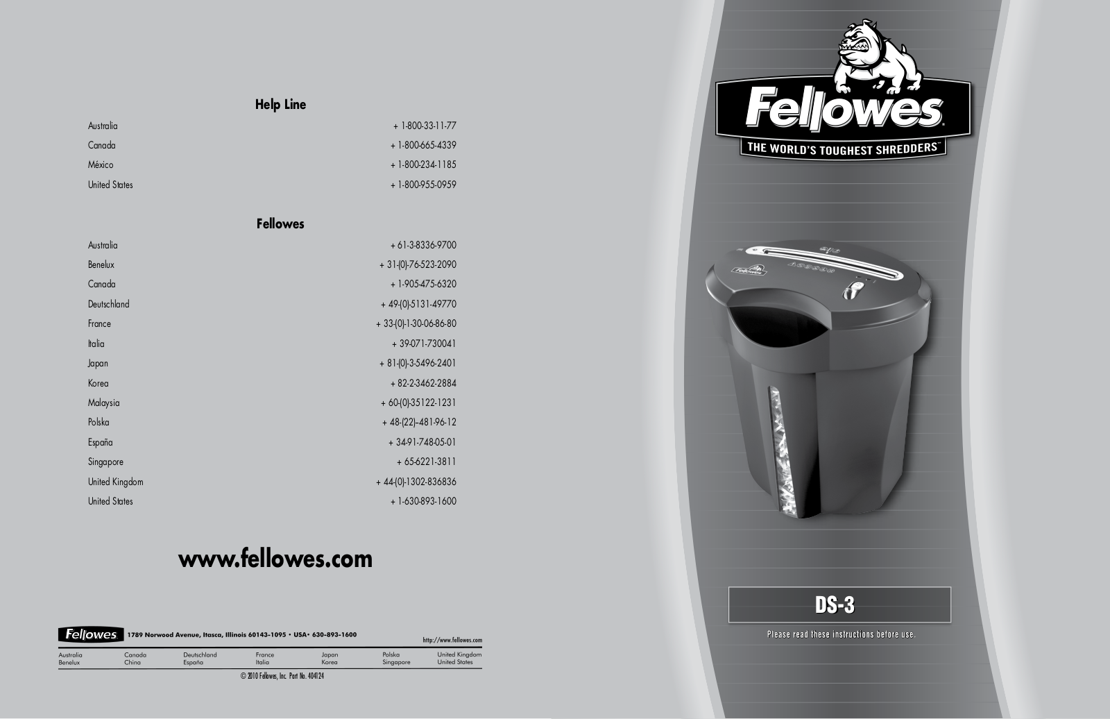 Fellowes DS-3 User Manual