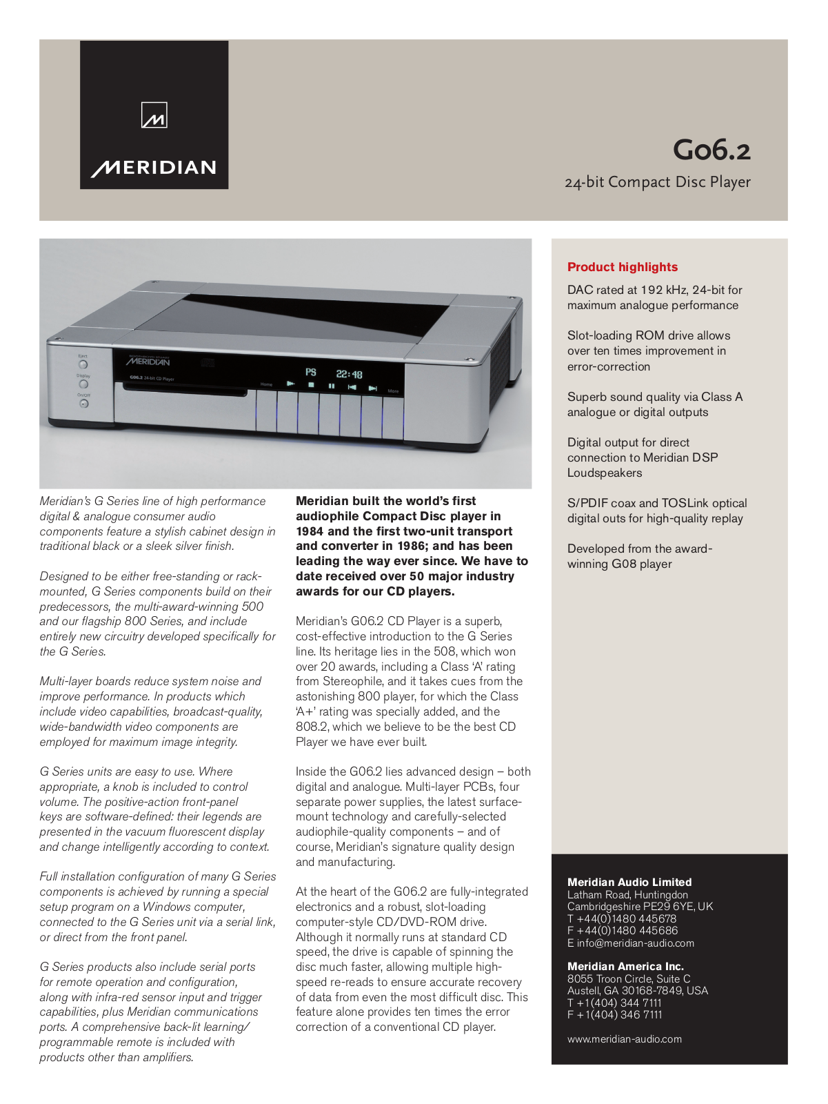 Meridian America G06.2 User Manual - ManualMachine.com