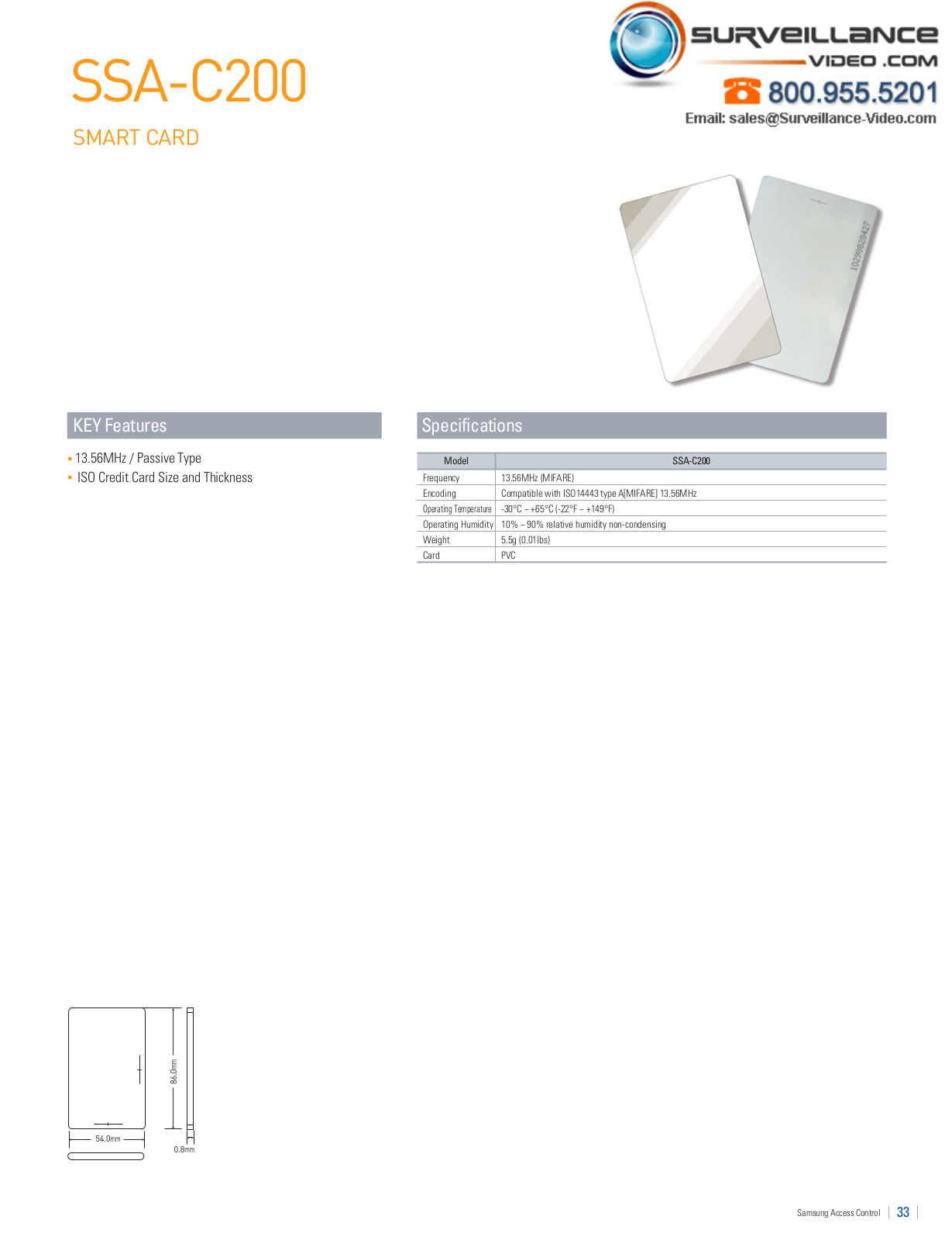 Samsung SSA-C200 Specsheet