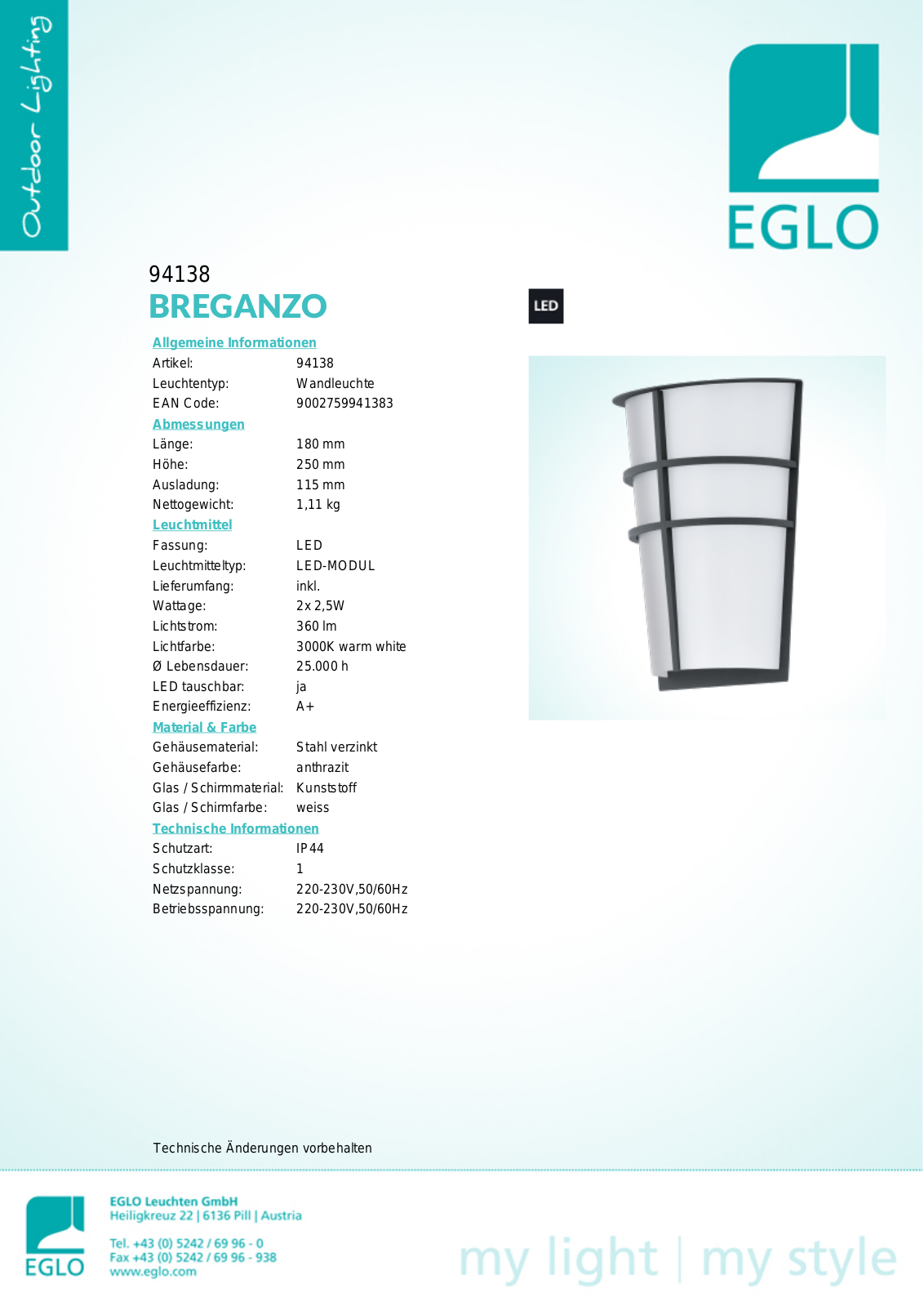 Eglo 94138 Service Manual