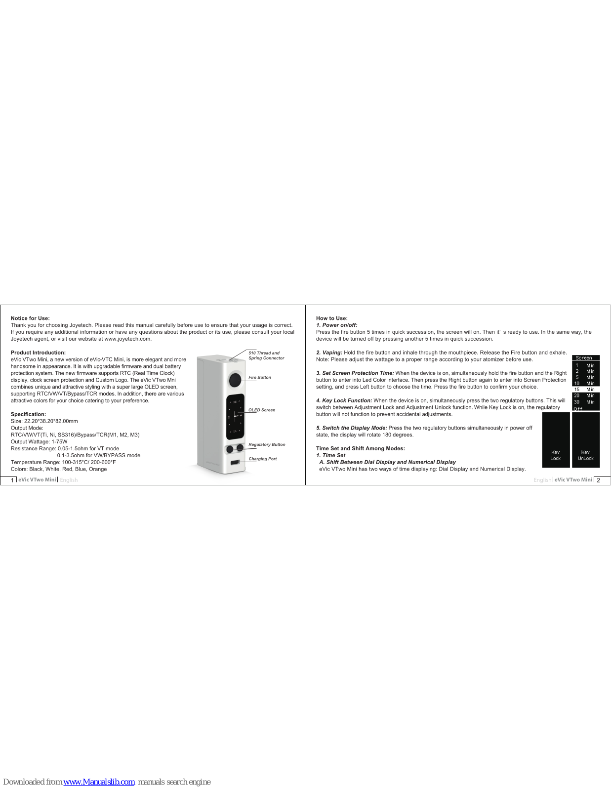 Joyetech eVic VTwo Mini User Manual