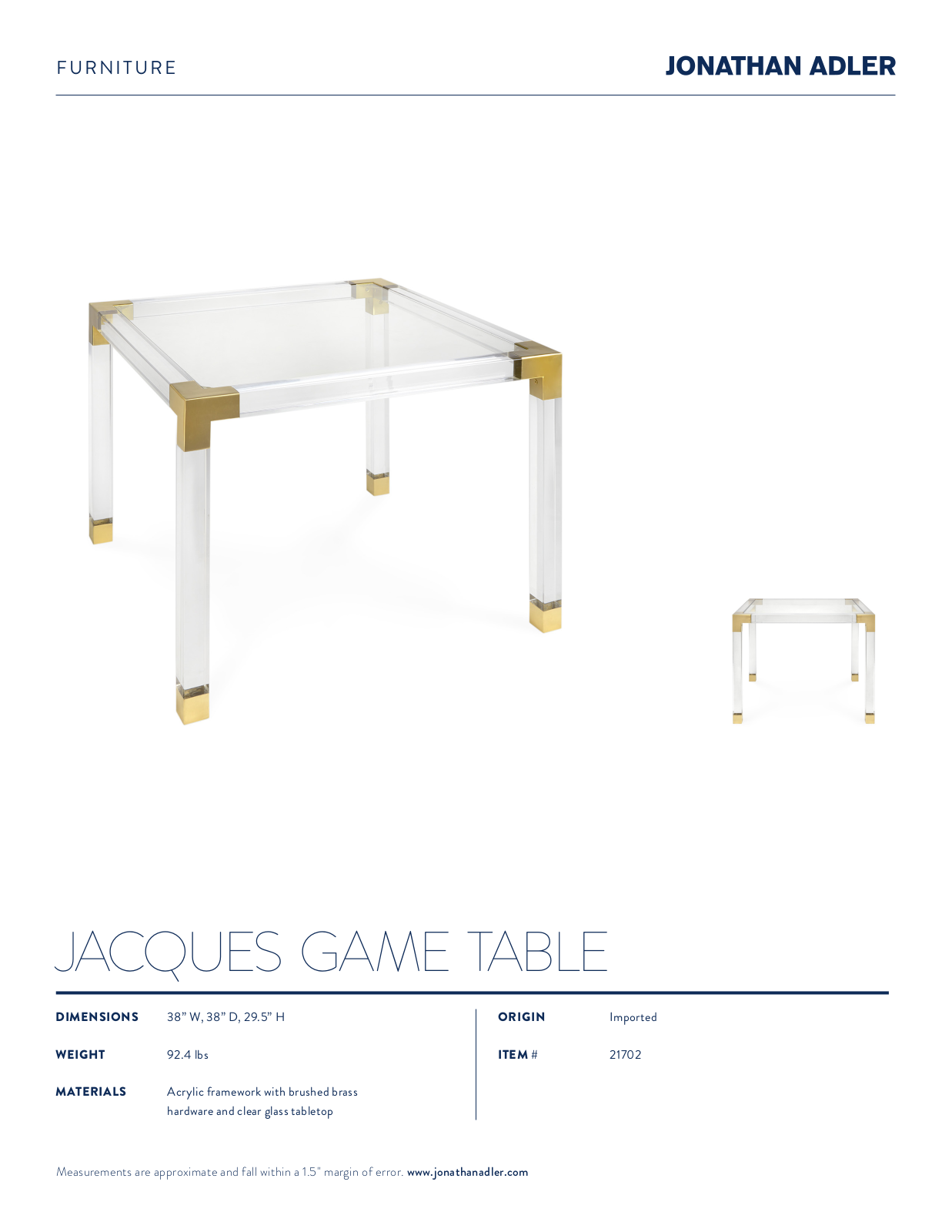 Jonathan Adler XJA2525 Specifications - ManualMachine.com