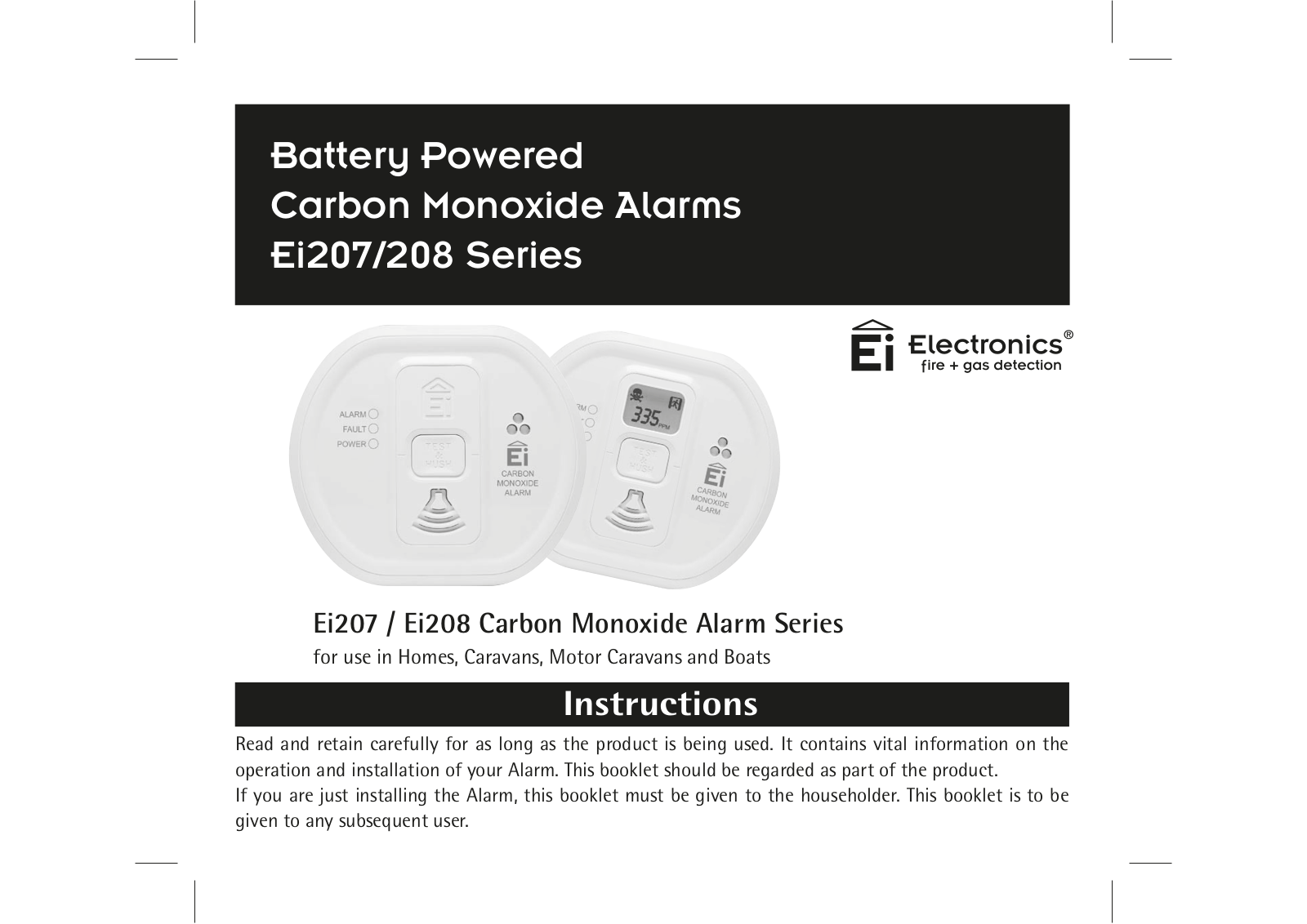 Ei Electronics Ei207 Series, Ei207, Ei208 Series, Ei207D, Ei208 Instructions For Use Manual