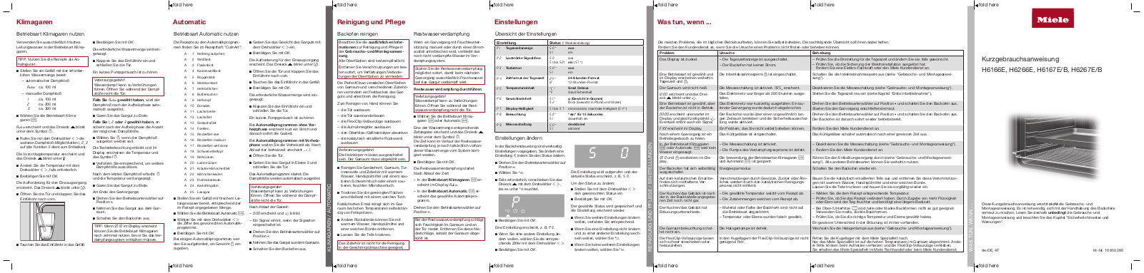 Miele H6166E, H6266E, H6167E, H6167B, H6267E Quick user guide - ManualMachine.com