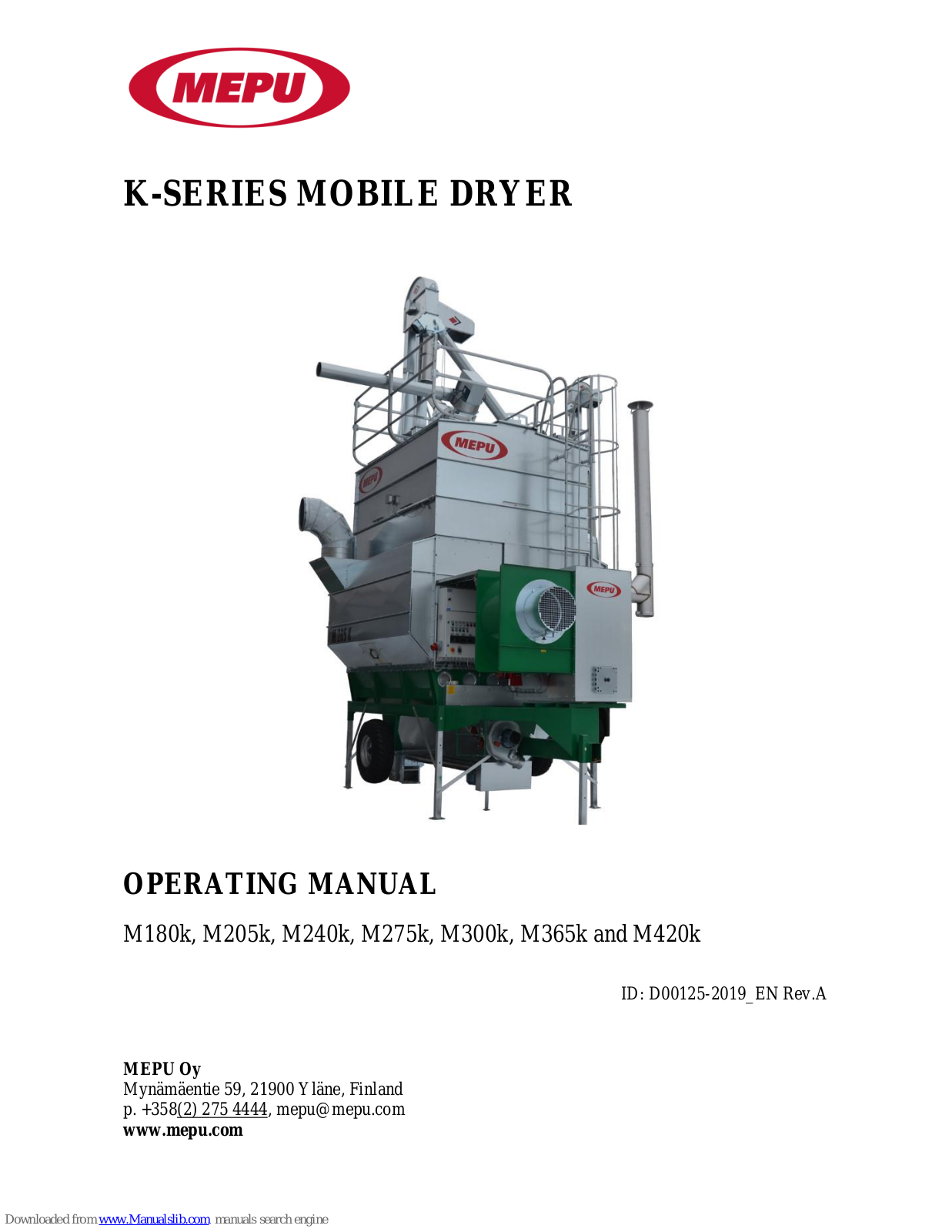 Mepu K, M180k, M275k, M300k, M205k Operating Manual - ManualMachine.com